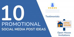 Graphic that says 10 promotional social media post ideas