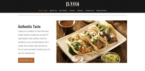 Restaurant website showing a captivating Call to Action